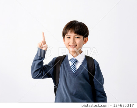 A well-mannered elementary school boy aiming to take private school entrance exams A well-mannered elementary school boy aiming to take private school entrance exams 124653317