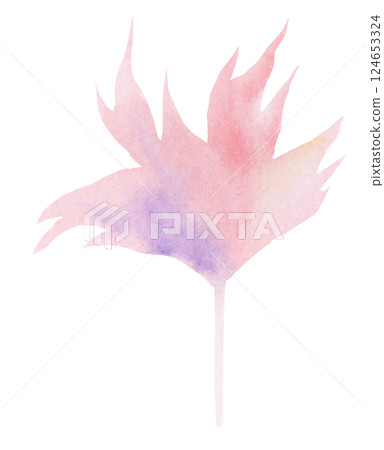 Watercolor pink and light purple leaf isolated illustration, pastel spring wedding stationery element 124653324