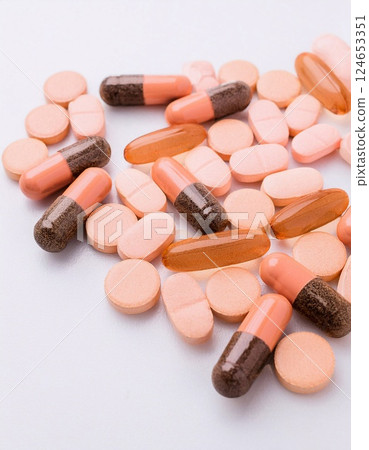 Many drugs on the white background 124653351