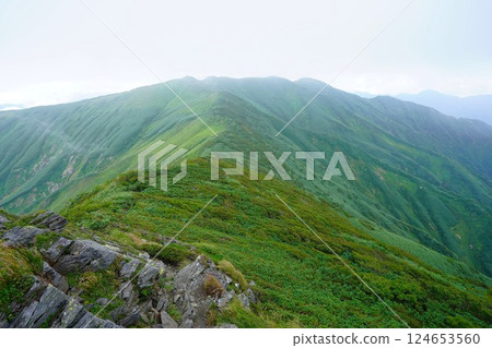 The ridgeline from Mount Jigami to Mount Tainai in the Iide mountain range The ridgeline from Mount Jigami to Mount Tainai in the Iide mountain range 124653560
