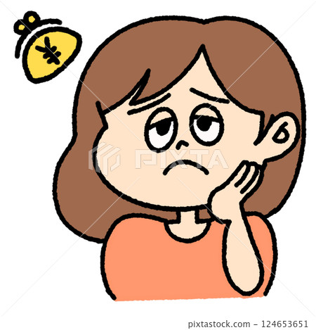 一位婦女遇到財務困難的插圖 124653651