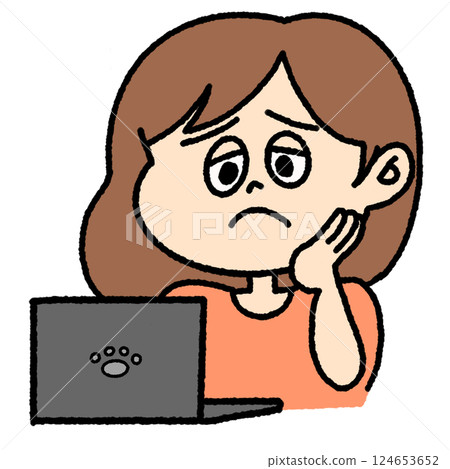 A woman who is having trouble understanding how to use a computer 124653652