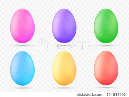 Collection easter eggs are painted in different colors Collection easter eggs are painted in different colors 124653692