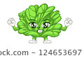 Excited Cartoon Lettuce Character with Happy Expression. 124653697