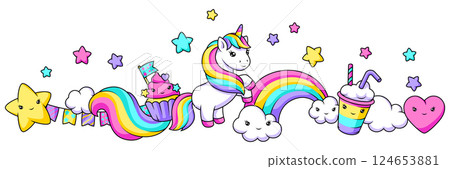 Background with unicorn. Happy birthday party invitation. Background with unicorn. Happy birthday party invitation. 124653881