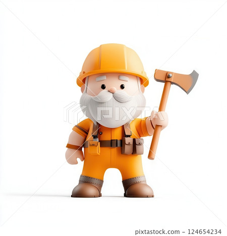 Cartoon lumberjack with an axe 124654234