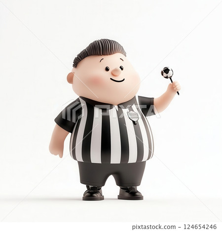 Cartoon referee holding a soccer ball. Cartoon referee holding a soccer ball. 124654246