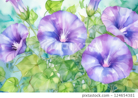 Morning glory *Spring flower background material 124654381