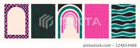 Groovy psychedelic backgrounds in vivid colors. Abstract retro pattern set. Trendy funky vector textures in abstract y2k style. Vector graphic for posters and art prints Groovy psychedelic backgrounds in vivid colors. Abstract retro pattern set. Trendy funky vector textures in abstract y2k style. Vector graphic for posters and art prints 124654466