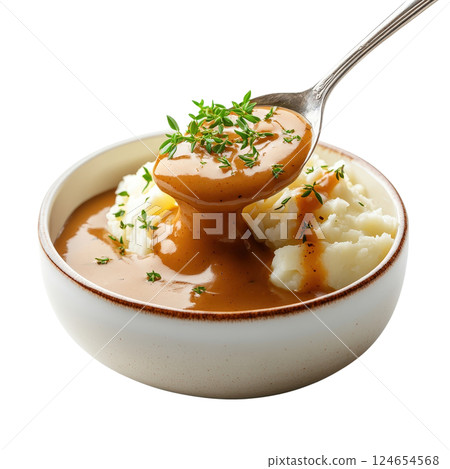 Hearty Homemade Vegetable Soup in a Bowl with Spoon 124654568