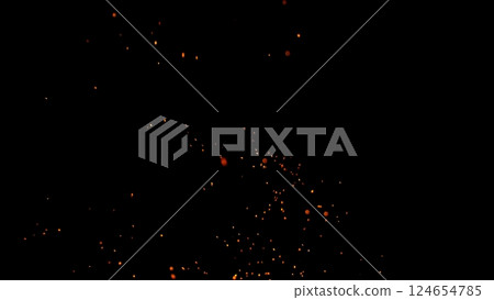 Hot sparks flying in the air isolated on black background Hot sparks flying in the air isolated on black background 124654785