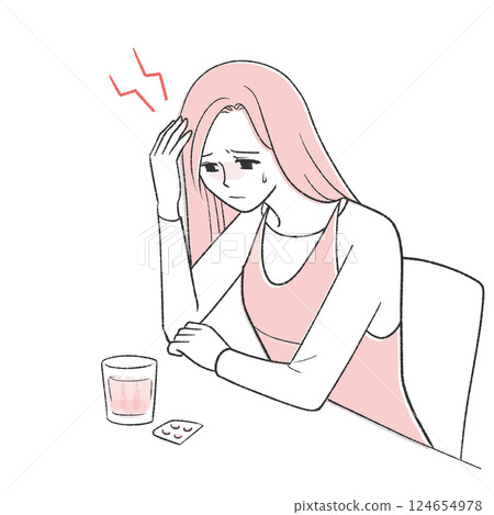 一個女人頭疼 一個女人頭疼 124654978