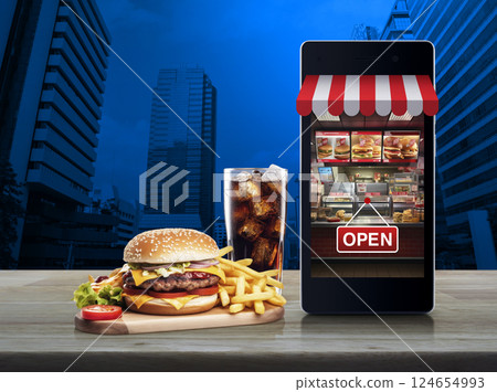 Order and food delivery online concept, Generative AI 124654993