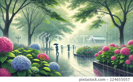 安靜的公園，被雨聲包圍 124655057