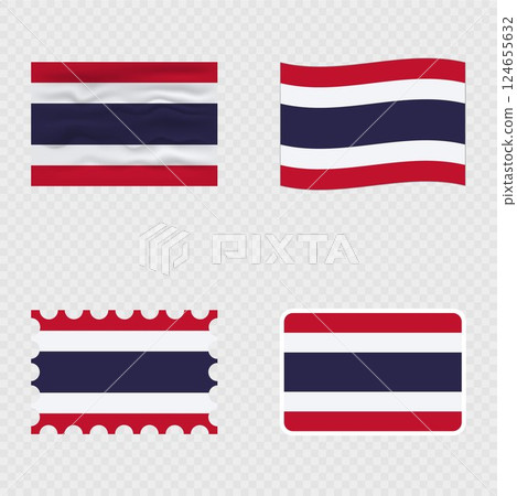Thailand national flag in four different styles. 124655632