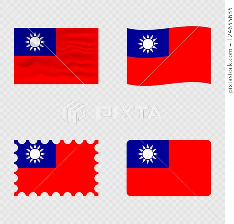 Taiwan national flag in four different styles. 124655635
