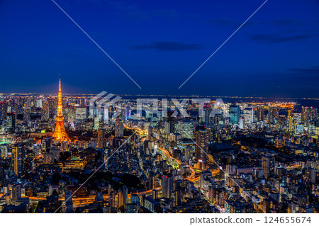 [東京] 東京城市景觀與東京鐵塔夜景 124655674