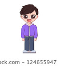 Cute Chibi Anime Boy Character. Cartoon Illustration 124655947