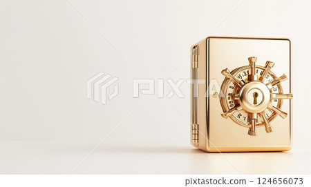 Golden Metallic Safe Vault Depicting Financial Security and Wealth Achievement Golden Metallic Safe Vault Depicting Financial Security and Wealth Achievement 124656073