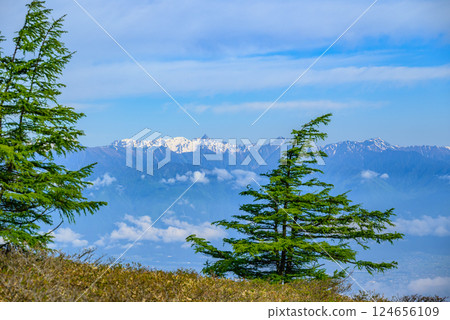 View of Mt. Yari from the Mt. Hachibuse hiking trail [Nagano Prefecture] 124656109