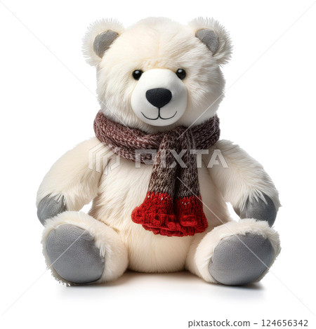 戴著圍巾的可愛北極熊泰迪熊 戴著圍巾的可愛北極熊泰迪熊 124656342
