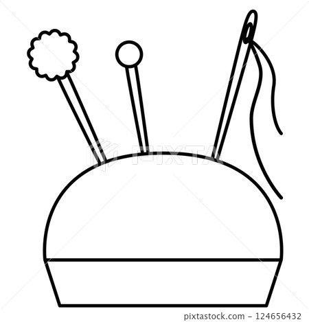 Illustration of a pin and pincushion 124656432