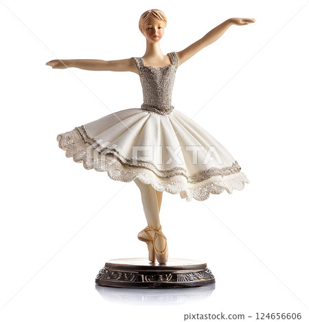 身穿白色芭蕾舞裙的芭蕾舞女星陶瓷小雕像 124656606