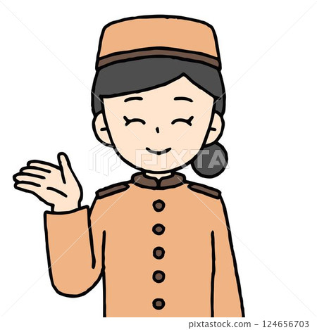 酒店女服務員正在帶領客人參觀 124656703