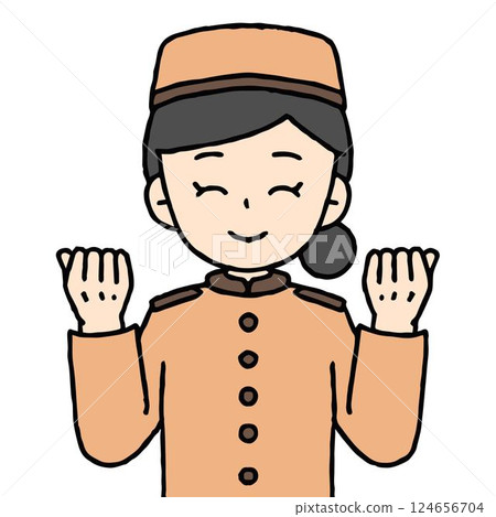 一名酒店女服務生正在揮拳 124656704