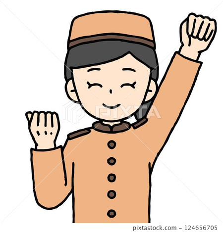 一名酒店女服務生正在揮拳 124656705