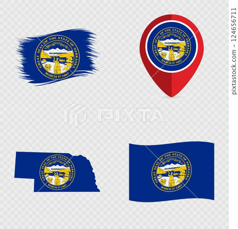 Nebraska State Flag Icon Set. Nebraska State Flag Icon Set. 124656711