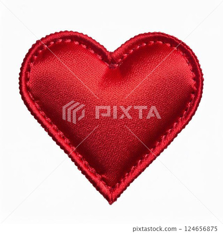 Red heart embroidery patch 124656875