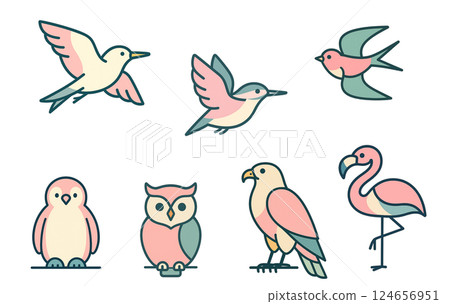 Pop and cute birds 124656951