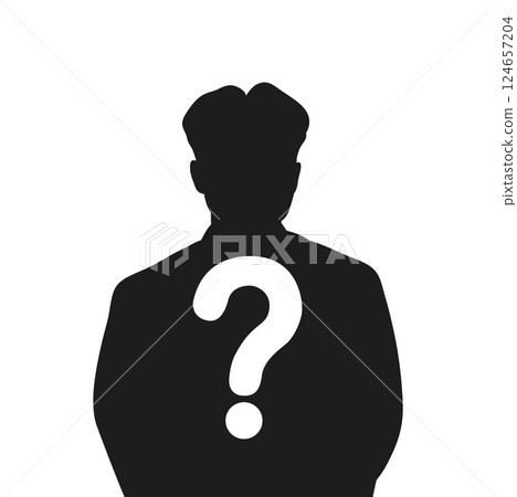 Male silhouette icon with question mark sign Male silhouette icon with question mark sign 124657204