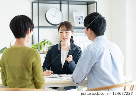 A planner selling to a young couple 124657227