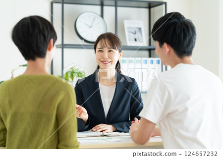 A planner selling to a young couple 124657232