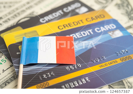 Credit card model with France flag, financial investment economy business banking. Credit card model with France flag, financial investment economy business banking. 124657387