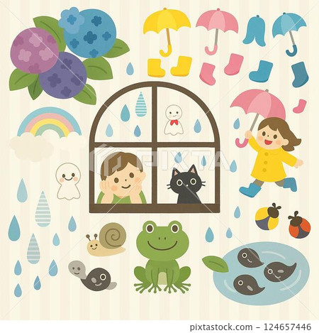 雨季的例證 124657446