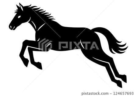 Jumping horse silhouette Jumping horse silhouette 124657693