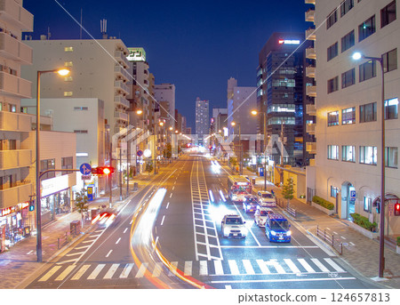 Night view of Tosabori-dori in Osaka 124657813
