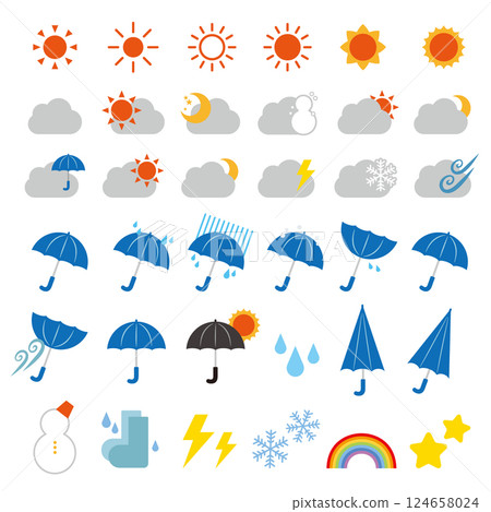 Weather icon illustration set Weather icon illustration set 124658024