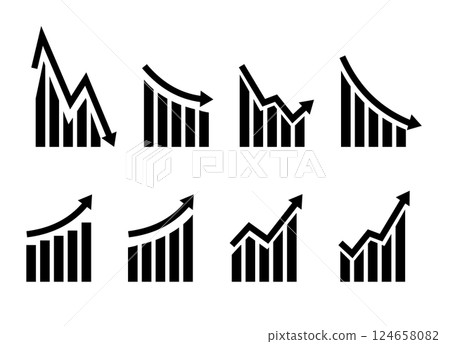 Growth vector icon. Graph or diagram with arrow going up and down. Vector Growth vector icon. Graph or diagram with arrow going up and down. Vector 124658082