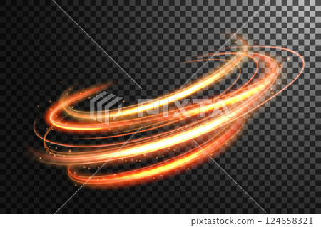 Abstract Orange Vortex Light Effect Isolated on A Transparent Pattern, Vector Illustration 124658321