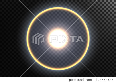 Sun Halo and Golden Edge Isolated on Transparent Pattern, Vector Illustration Sun Halo and Golden Edge Isolated on Transparent Pattern, Vector Illustration 124658327