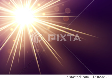 Gold Lights Shining with Lens Flare on Dark Background, Vector Illustration Gold Lights Shining with Lens Flare on Dark Background, Vector Illustration 124658328
