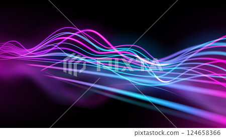 Blue and Pink Light Trails, Long Time Exposure Motion Blur Effect, Vector Illustration 124658366
