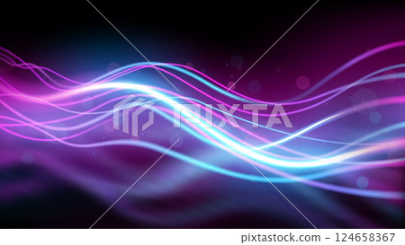 Blue and Pink Light Trails, Long Time Exposure Motion Blur Effect, Vector Illustration 124658367