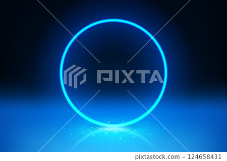 Abstract Blue Ring Glowing Effect on Dark Background, Vector Illustration Abstract Blue Ring Glowing Effect on Dark Background, Vector Illustration 124658431