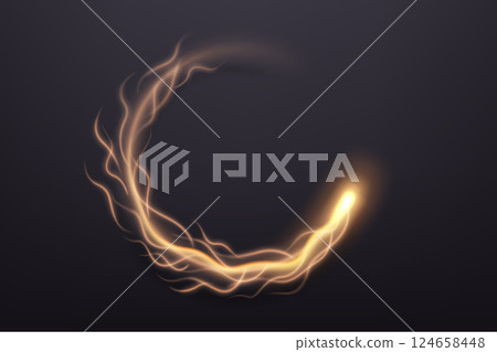 Circular Path of Golden Fire, Vector Illustration 124658448