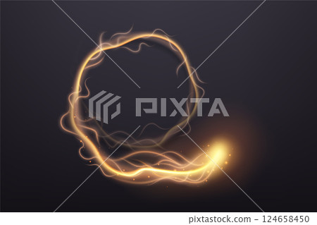 Swirl Path of Golden Fire, Vector Illustration 124658450